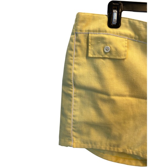 Vintage Jantzen Mens Yellow White Swim Trunks Lined Shorts 38 Linen Beach Pool - Picture 3 of 10